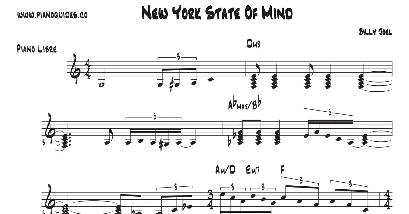 Título y primeras líneas de la guía de New York State Of Mind