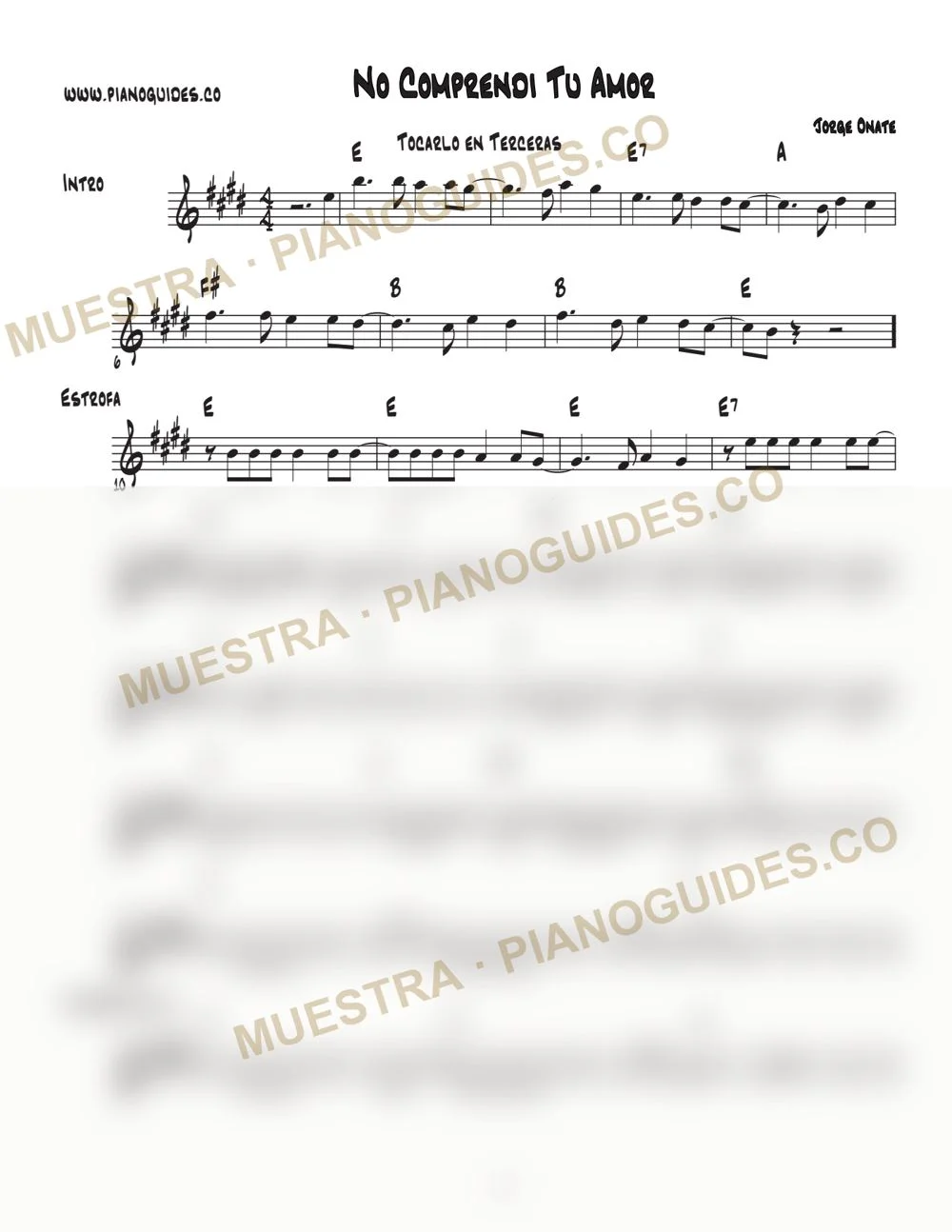 Primera página de la guía No Comprendí Tu Amor