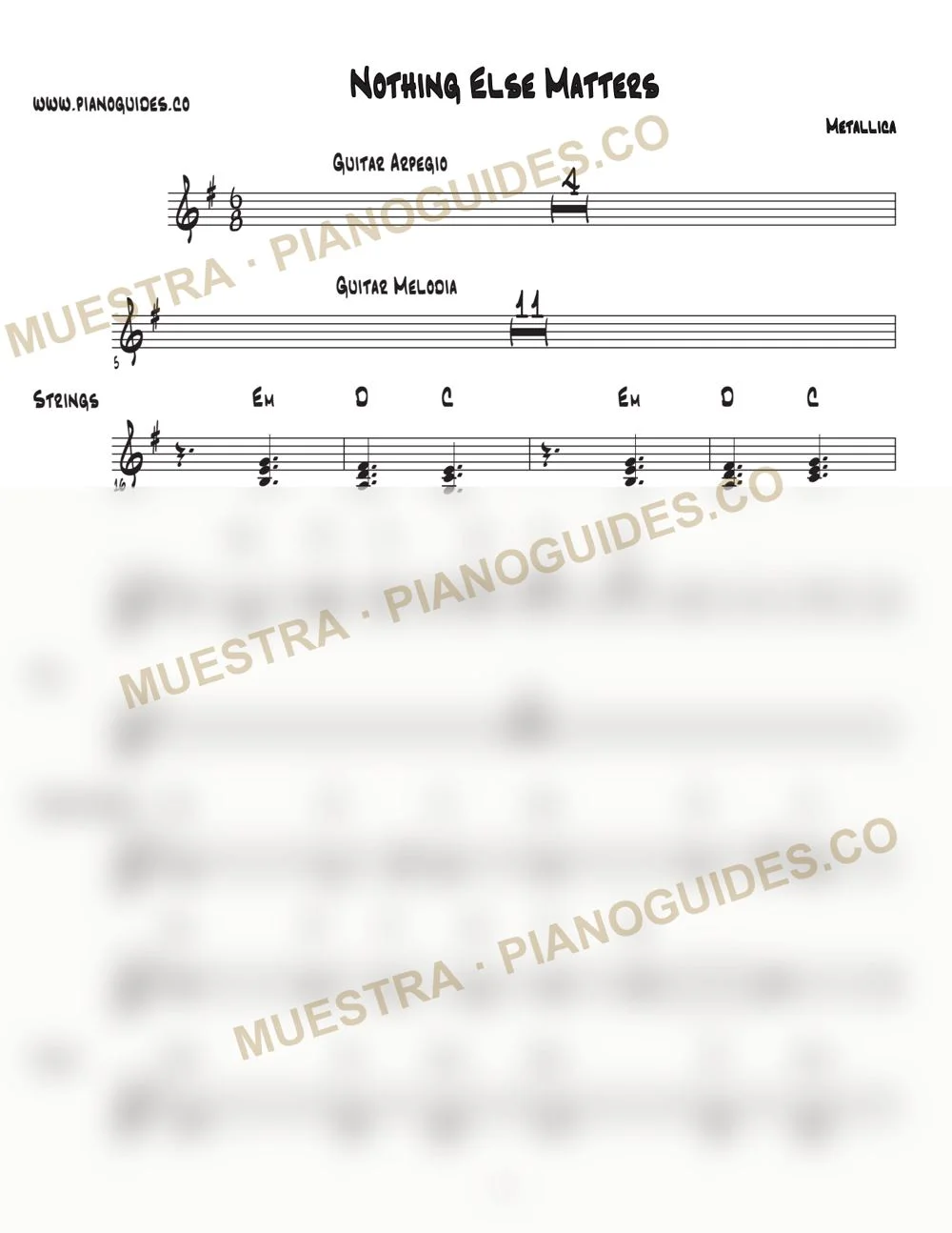 Primera página de la guía Nothing Else Matters