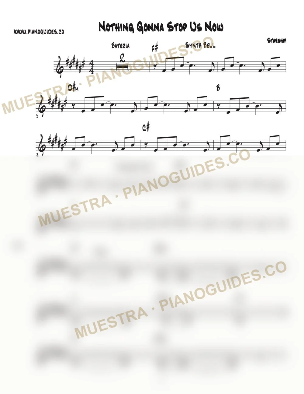 Primera página de la guía Nothing's Gonna Stop Us Now