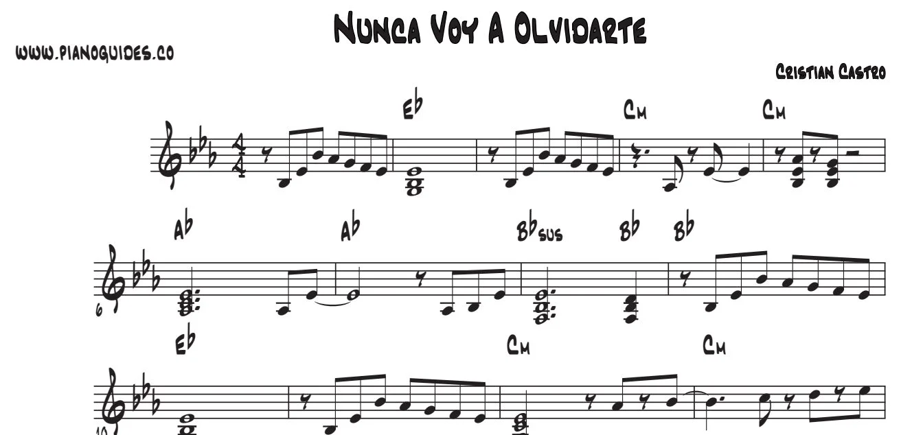 Título y primeras líneas de la guía de Nunca Voy A Olvidarte