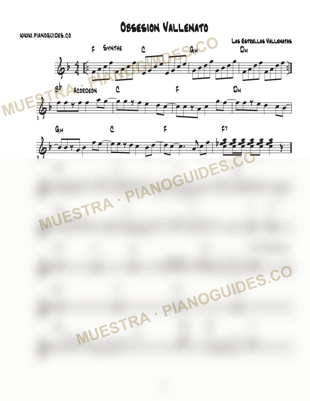 Primera página de la guía Obsesión Vallenato