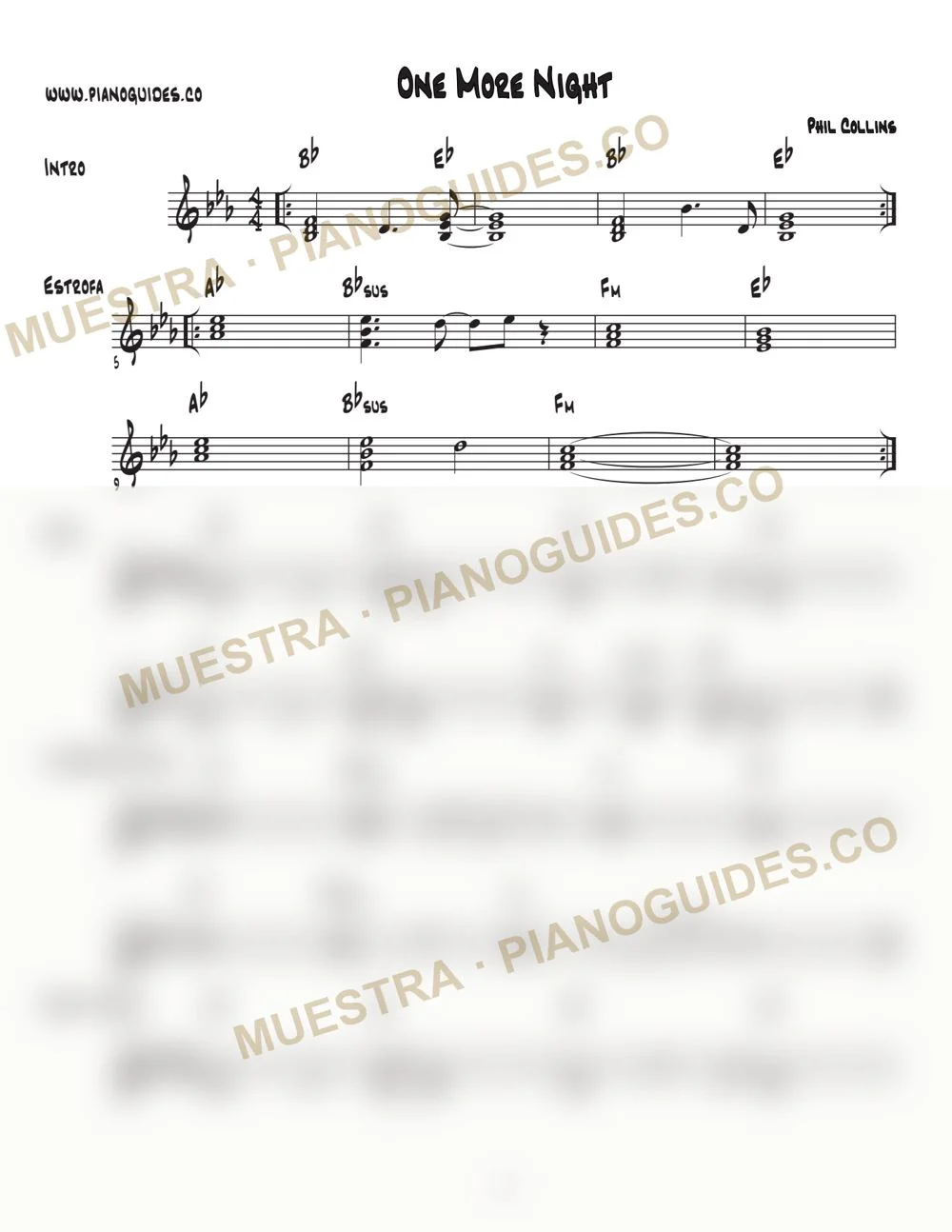 Primera página de la guía One More Night