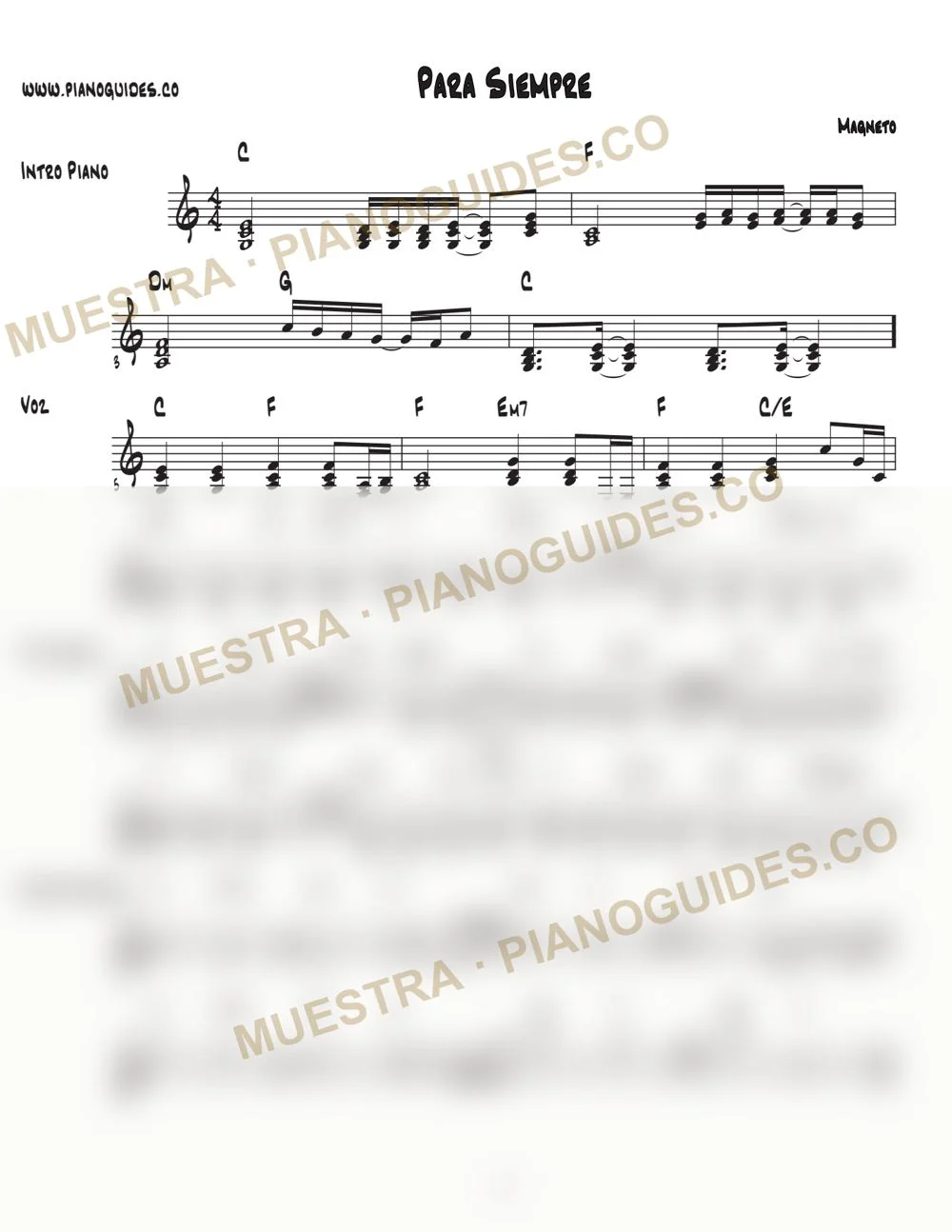 Primera página de la guía Para Siempre