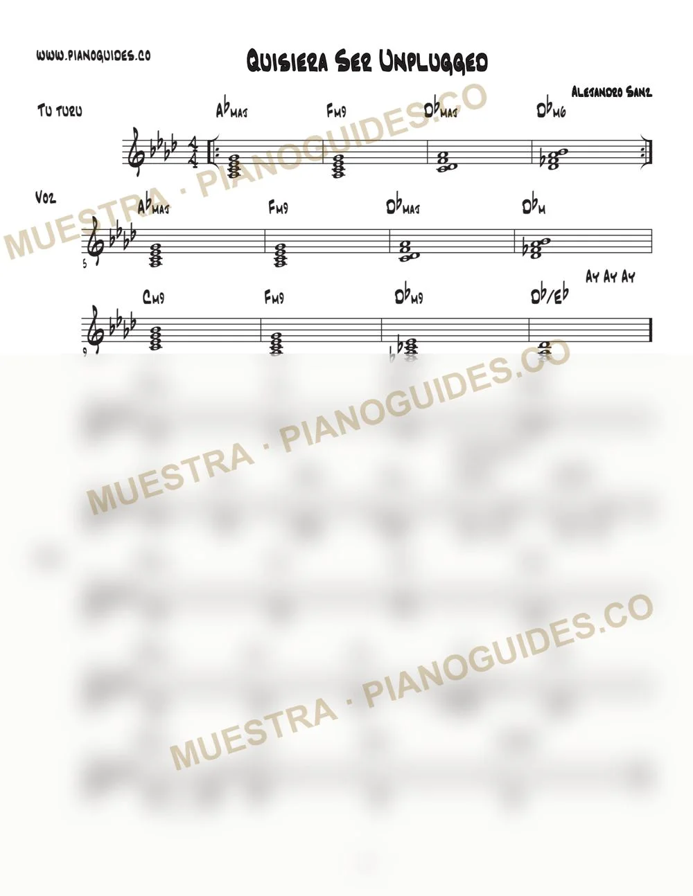 Primera página de la guía Quisiera Ser (Unplugged)