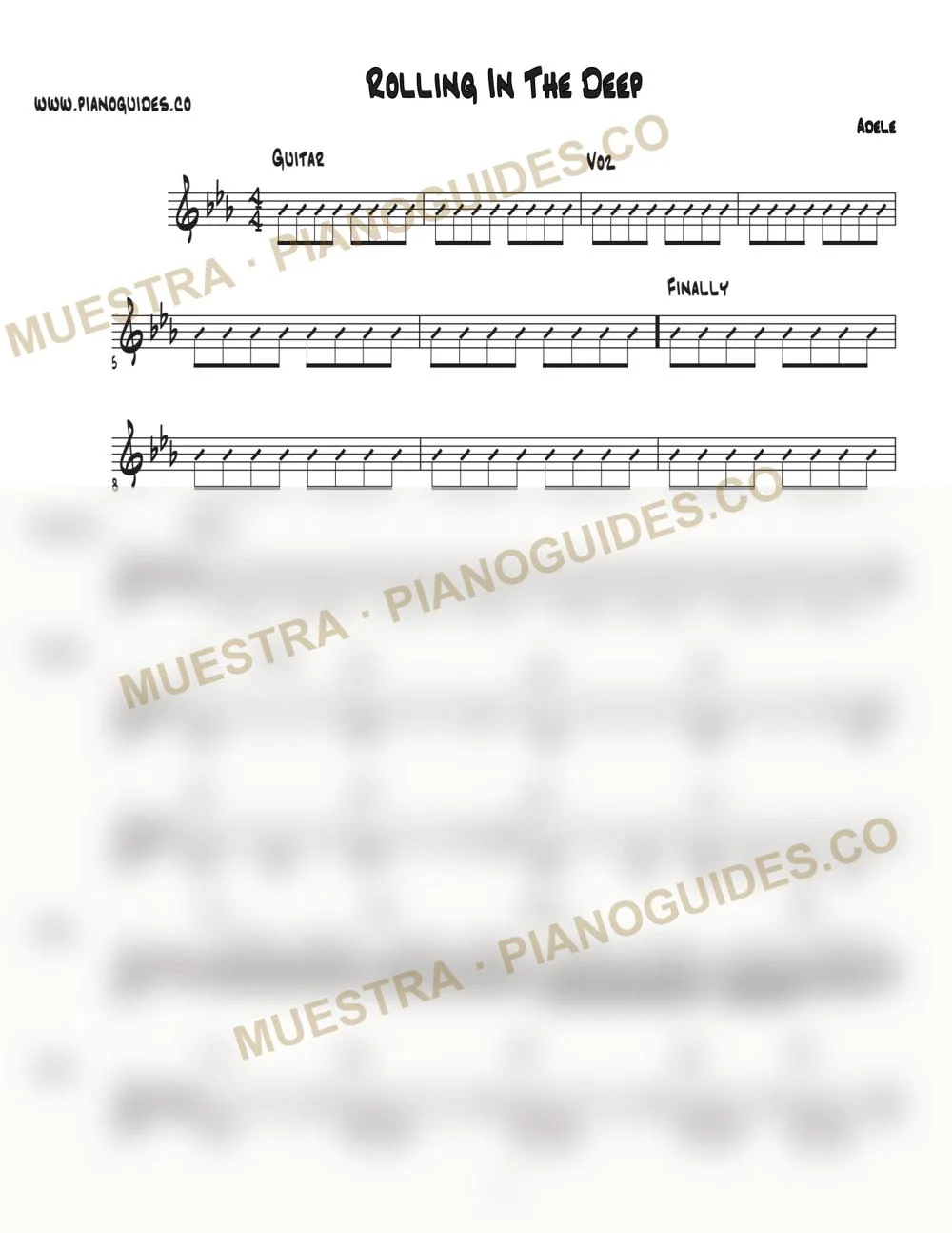 Primera página de la guía Rolling In The Deep