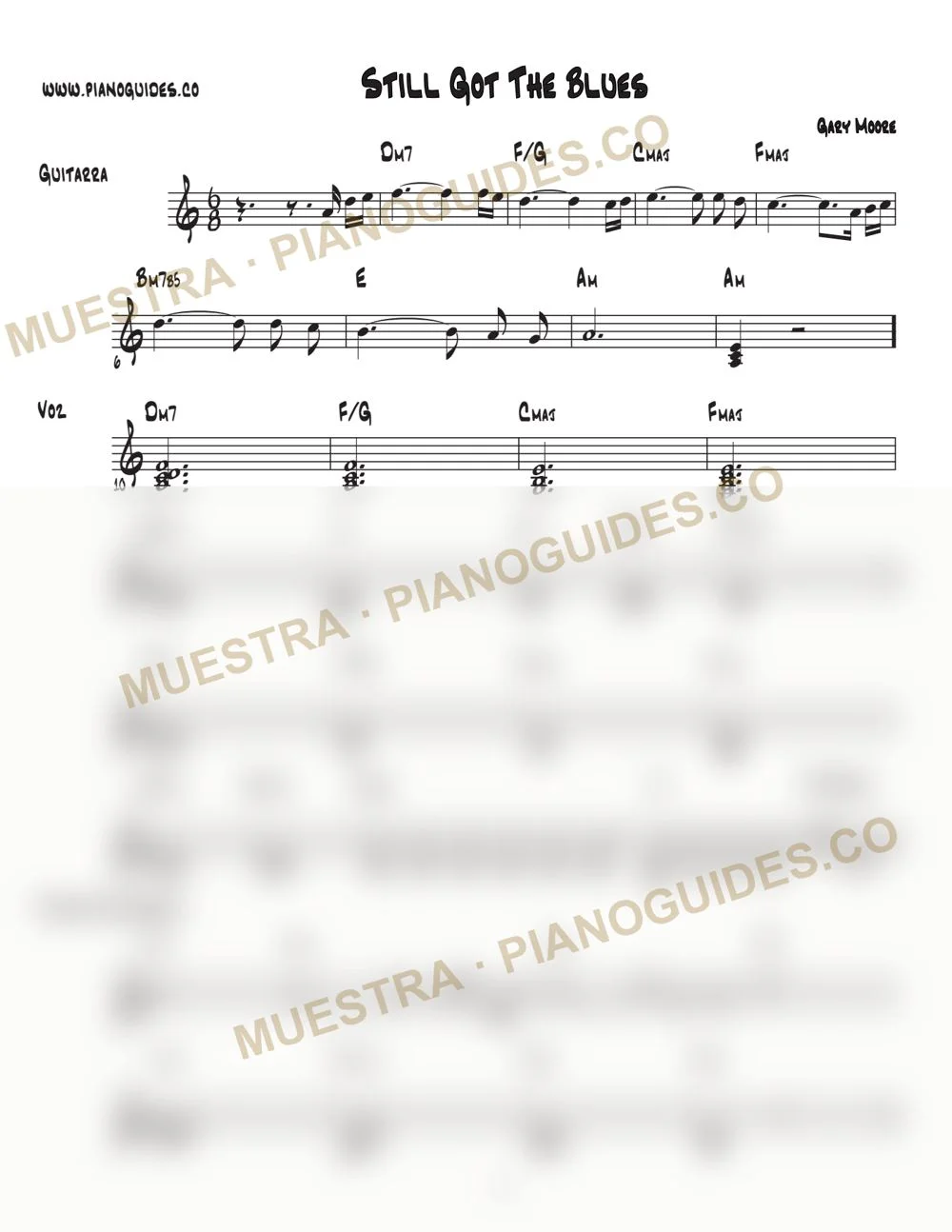 Primera página de la guía Still Got The Blues