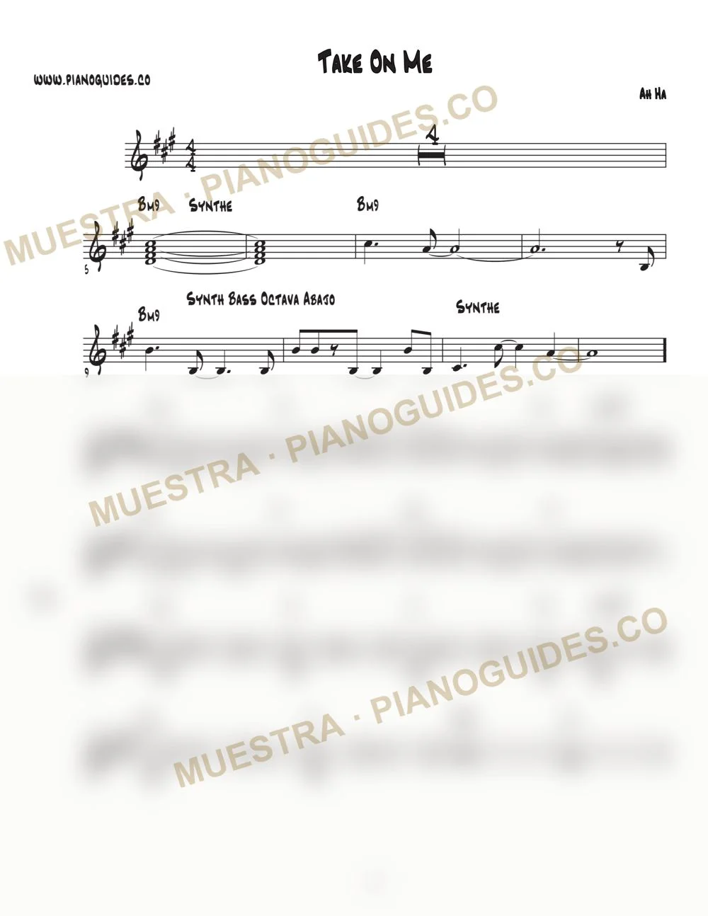 Primera página de la guía Take On Me