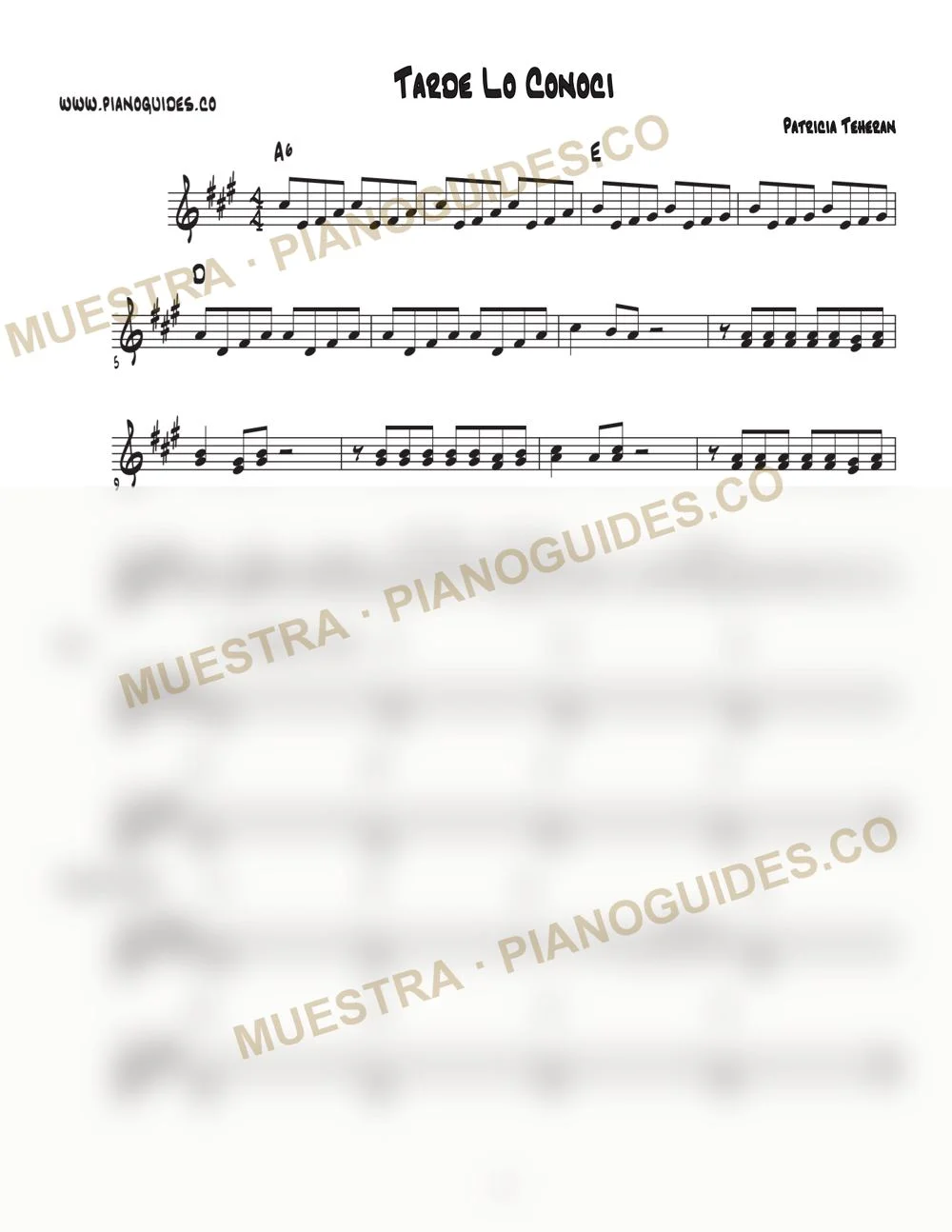 Primera página de la guía Tarde Lo Conocí