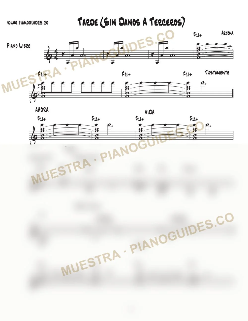 Primera página de la guía Tarde (Sin Daños A Terceros)