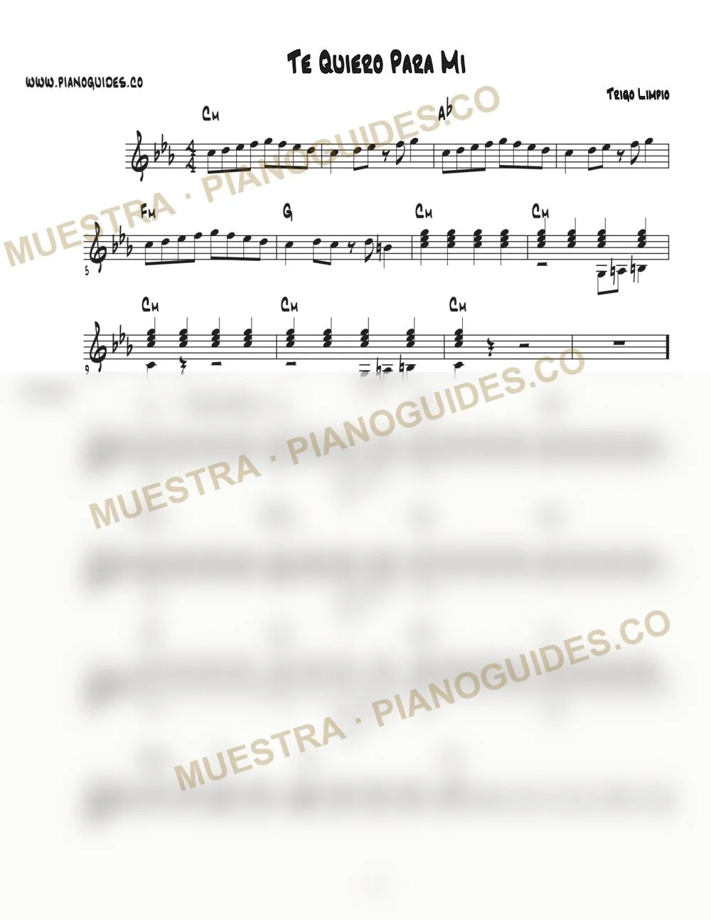Primera página de la guía Te Quiero Para Mí