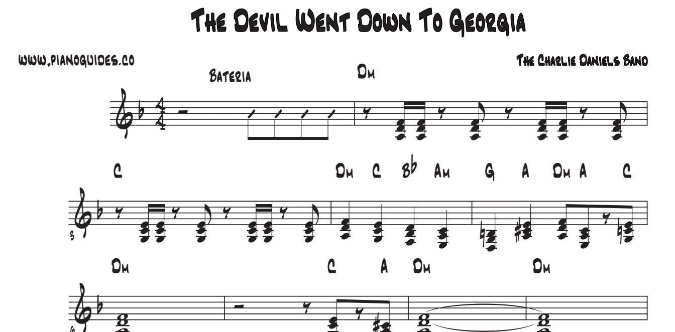 Título y primeras líneas de la guía de The Devil Went Down To Georgia