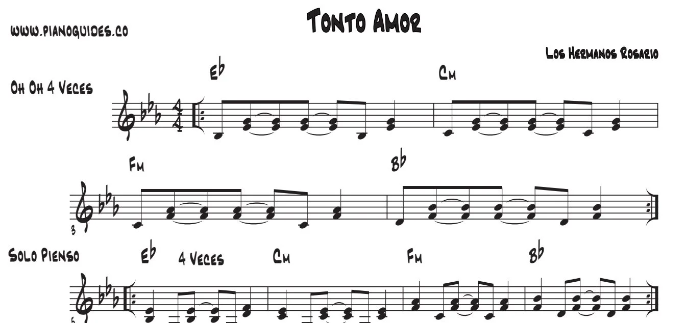 Título y primeras líneas de la guía de Tonto Amor