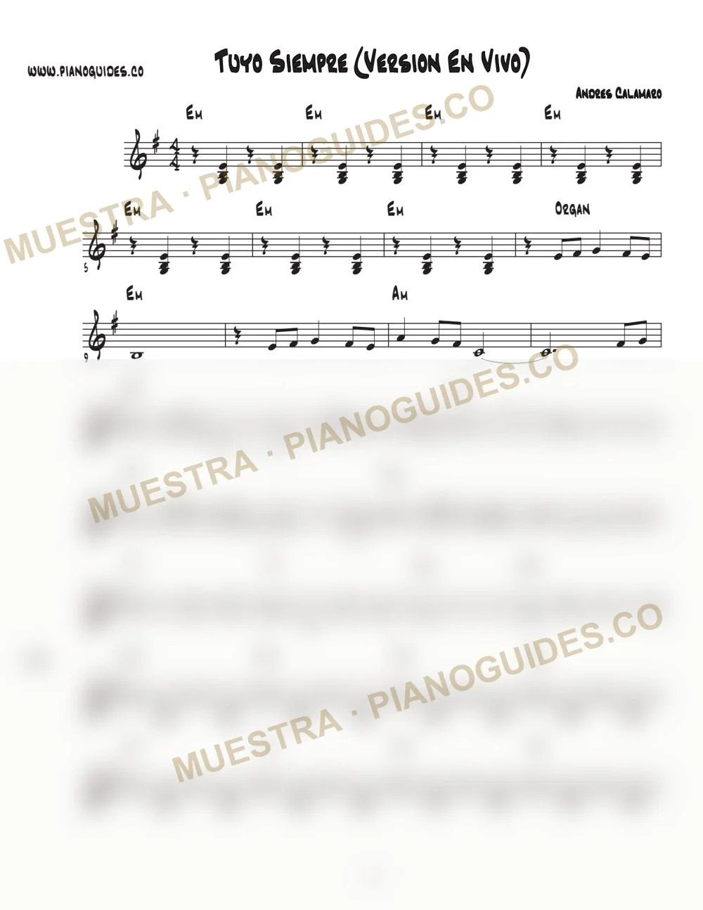 Primera página de la guía Tuyo Siempre (Versión En Vivo)