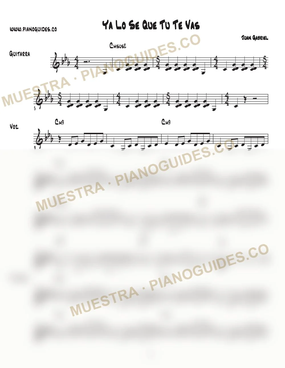 Primera página de la guía Ya Lo Sé Que Tú Te Vas