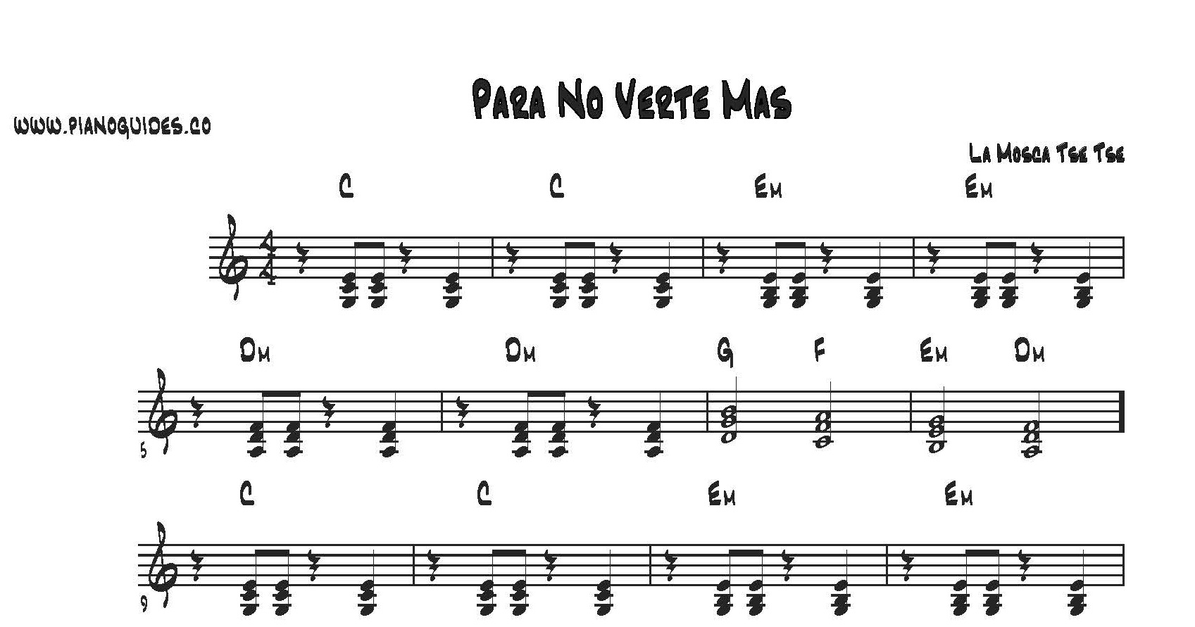 Para No Verte Mas - Piano Guides