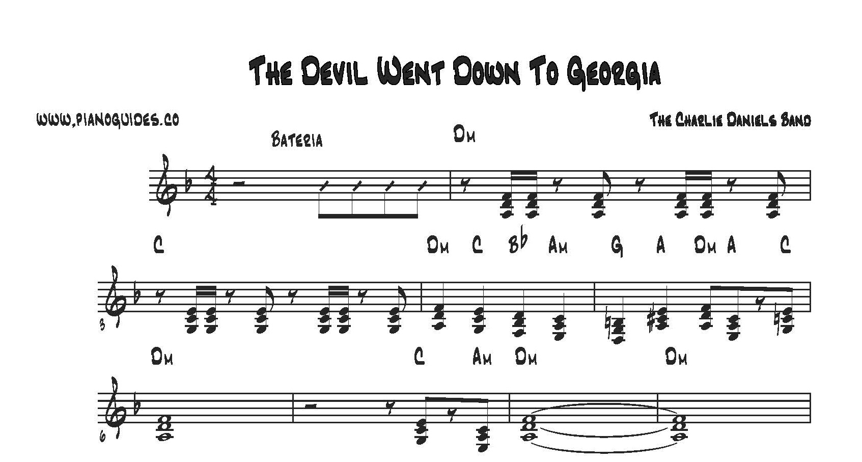 The Devil Went Down To Georgia - Piano Guides