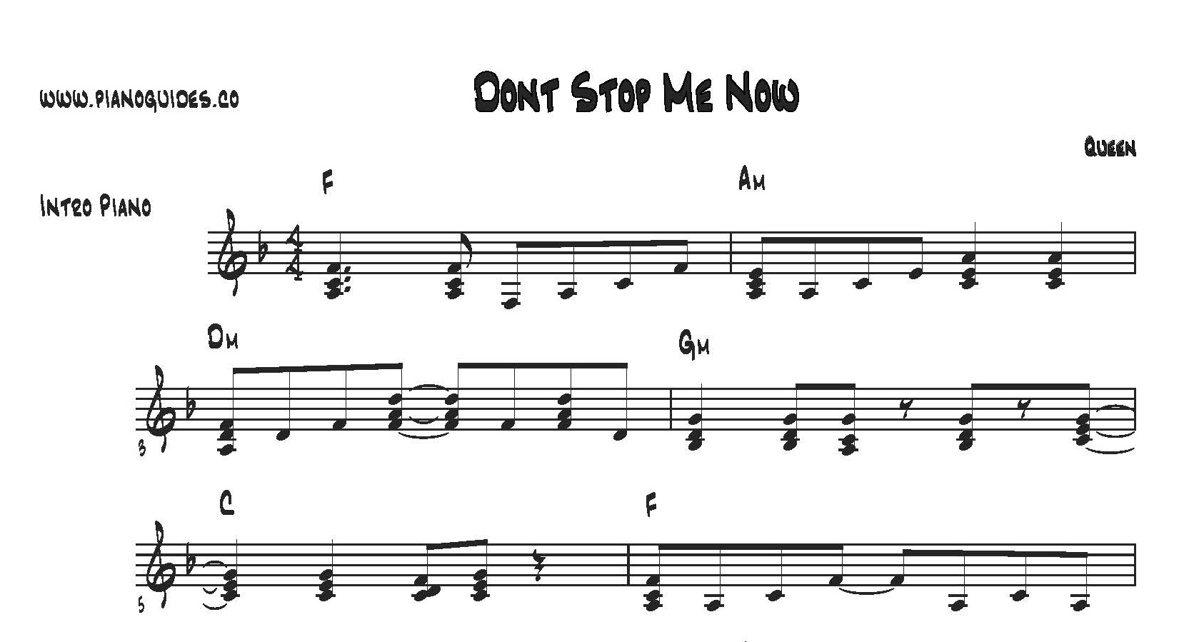 Don´t Stop Me Now - Piano Guides